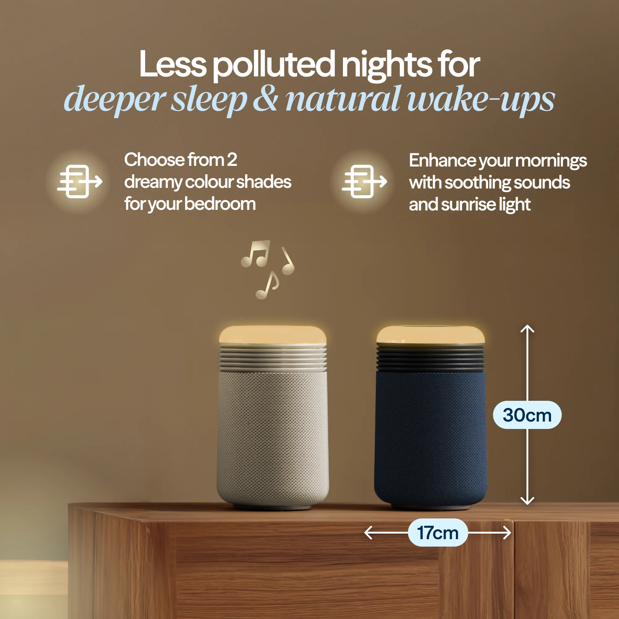 Mini Restful™ Sunrise Clock Air Purifier Coastal Beige - Image 3