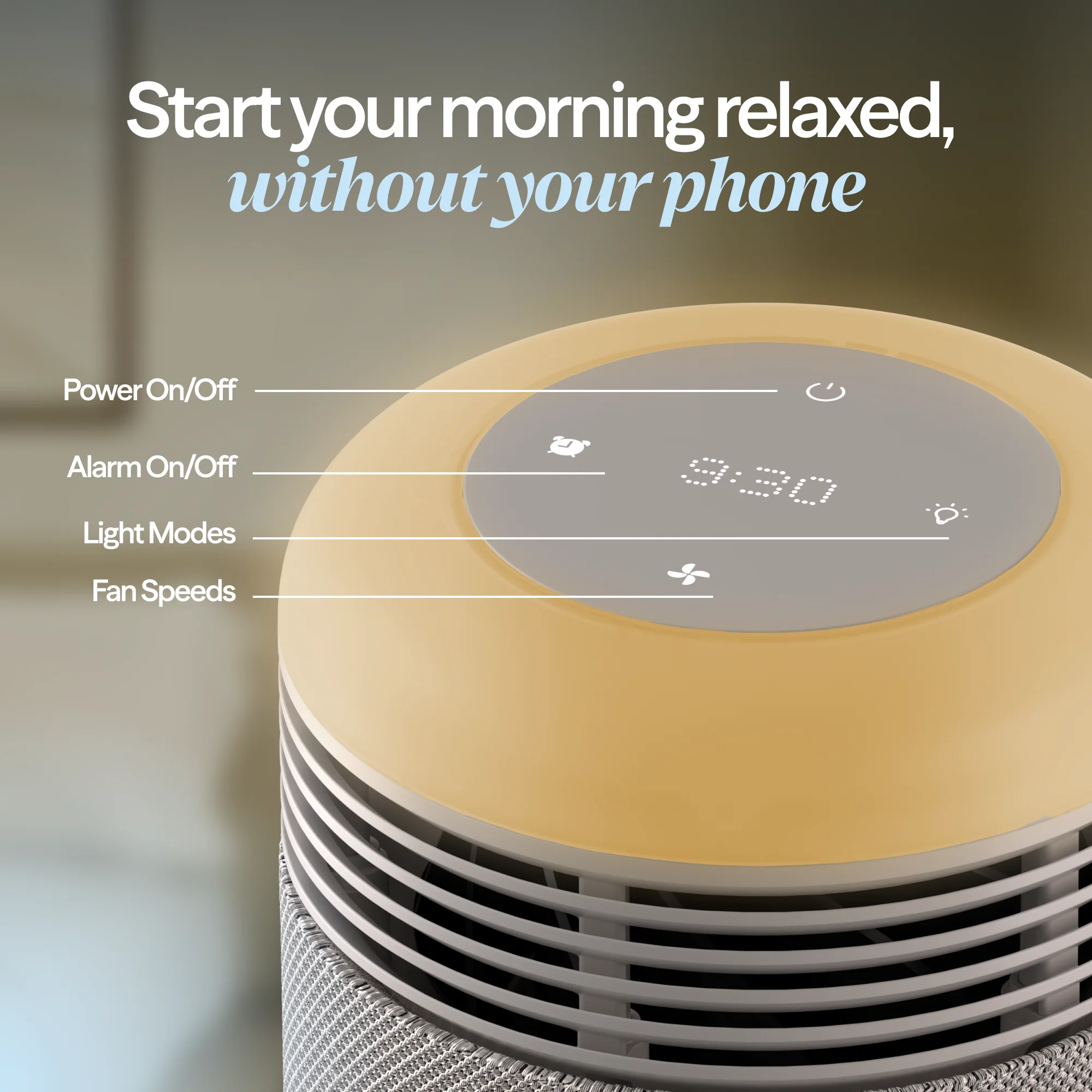Mini Restful™ Sunrise Clock Air Purifier Coastal Beige - Image 5