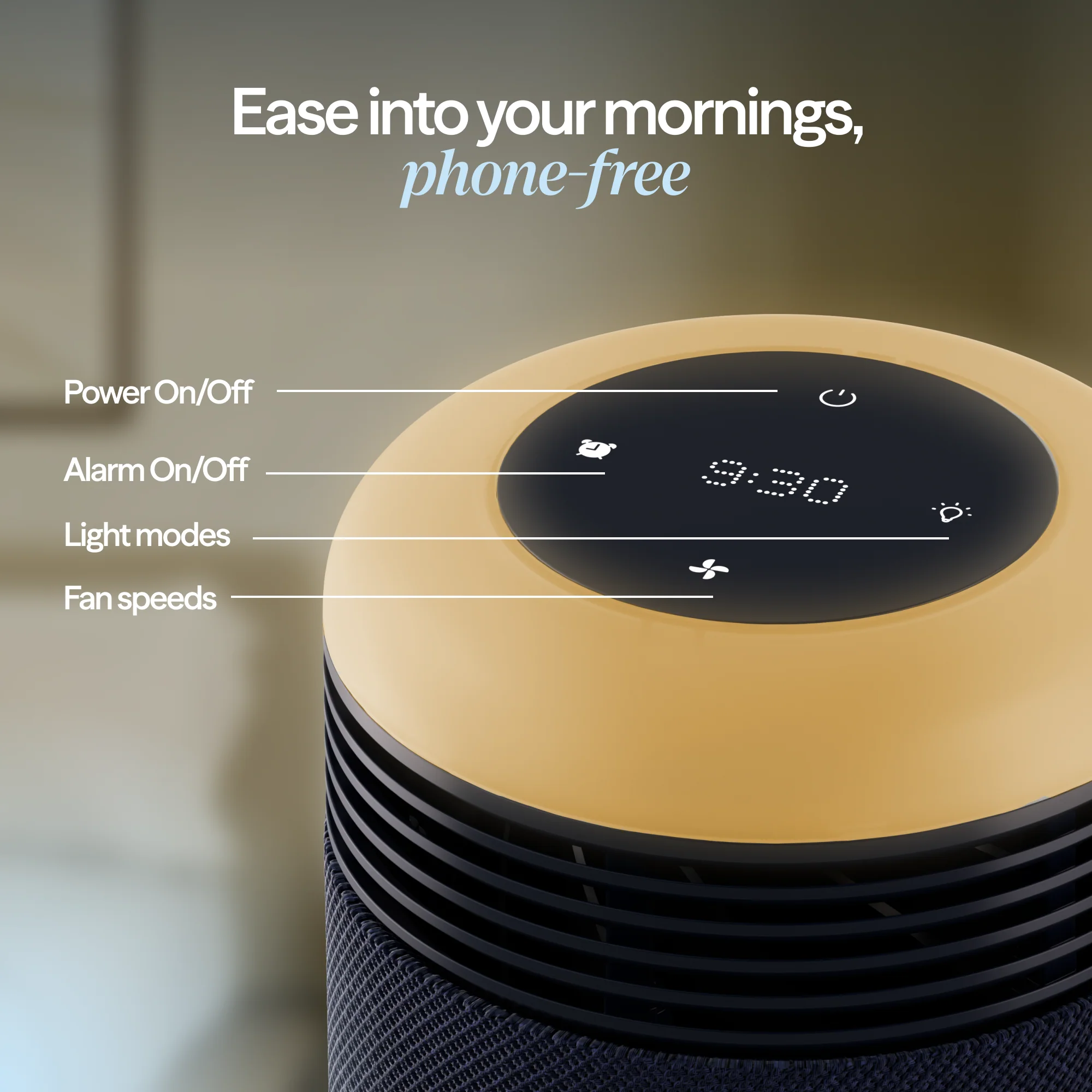 Mini Restful™ Sunrise Clock Air Purifier Midnight - Image 5