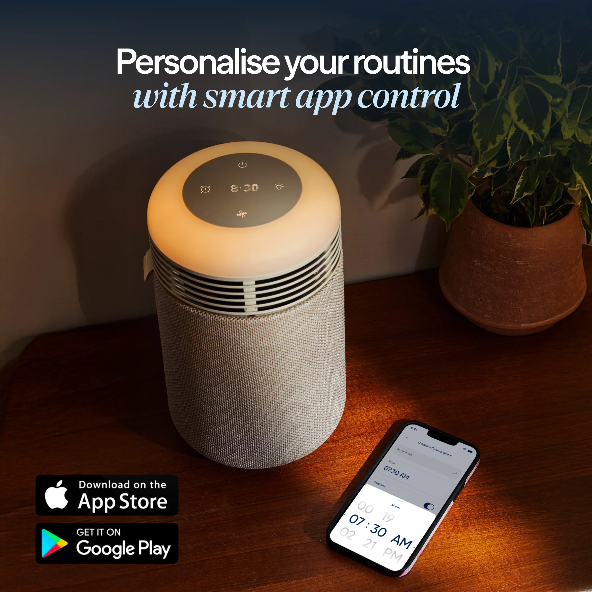 Mini Restful™ Sunrise Clock Air Purifier Midnight - Image 8